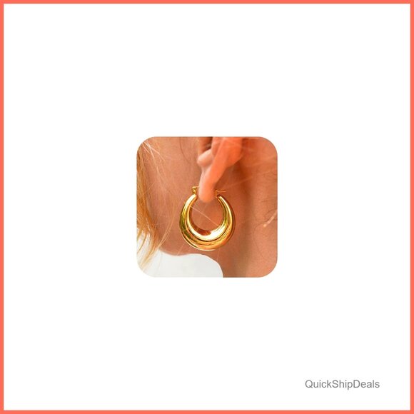 Jewelry - 14K Gold Plated Chunky Triple Hoop Earrings Hypoallergenic